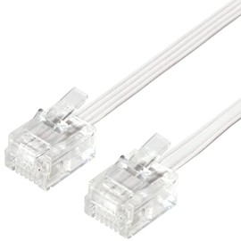 TARO'S CMJ-F10WH Modular Cable 10m Telephone/Telephone Cord Flat 6 Poles 4 Conductor White Eco Simple Package