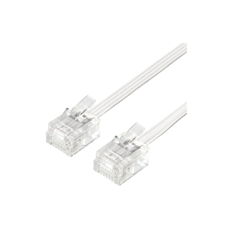TARO'S CMJ-F10WH Modular Cable 10m Telephone/Telephone Cord Flat 6 Poles