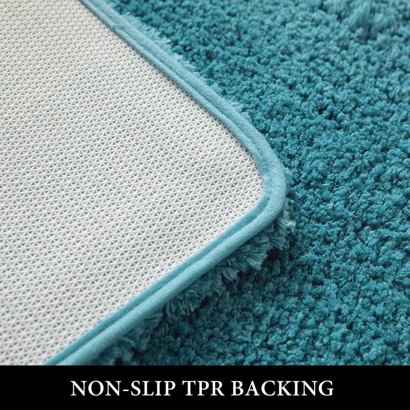 MIULEE Teal Bathroom Rugs, Soft Large Absorbent Microfiber Bath Rugs