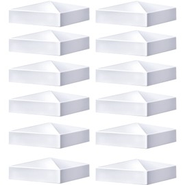 Pyramid White PVC Vinyl Post Top Caps, Fence Post Caps, Deck Post Caps for Vinyl Fence Post (12 Pcs, 4 x 4 Inch)