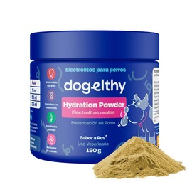 Dogelthy Hydration Powder. Electrolitos para Perro en Polvo Sabor Res. Suero Oral para Perro. Polvo Hidratante para Mezclar con Agua Ideal para Entrenamientos, Paseos o Viajes (150 gr)