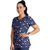 Cherokee Prints Women Scrubs Top V-Neck Print CK678, L, Sweet