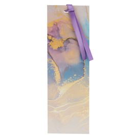 Purple Marble Swirl Premium Scripture Bookmark Clothed with Strength and Dignity Proverbs 31:25 Bible Verse Metallic Gold Accent Inspirational Bookmark for Women w/Satin Ribbon