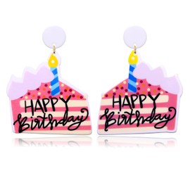 FAERLIIRY Birthday Earrings Beaded Glitter HAPPY BIRTHDAY Letter Drop Dangle Earrings Birthday Party Jewelry Gifts for Women Girls