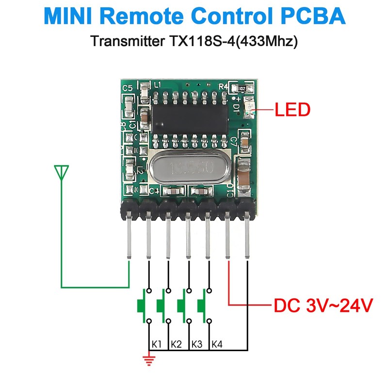 XIITIA 6pcs 433mhz Wireless RF Transmitter and Receiver Wireless 4