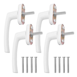 Window Handles, White, Pack of 4 Window Handles, Aluminium without Lock Cylinder, Window Lock Balcony Door Handle in Pin Length 35 mm, Door Handles for Windows, Patio Doors, Balcony Doors