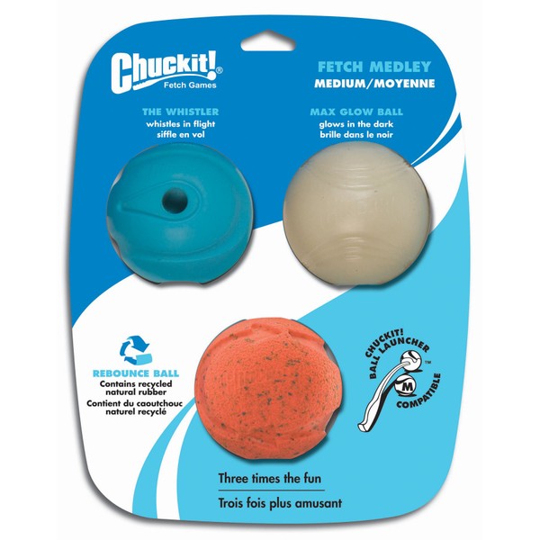 Chuckit! Medium Fetch Medley Balls 2.5-inch, 3-pack