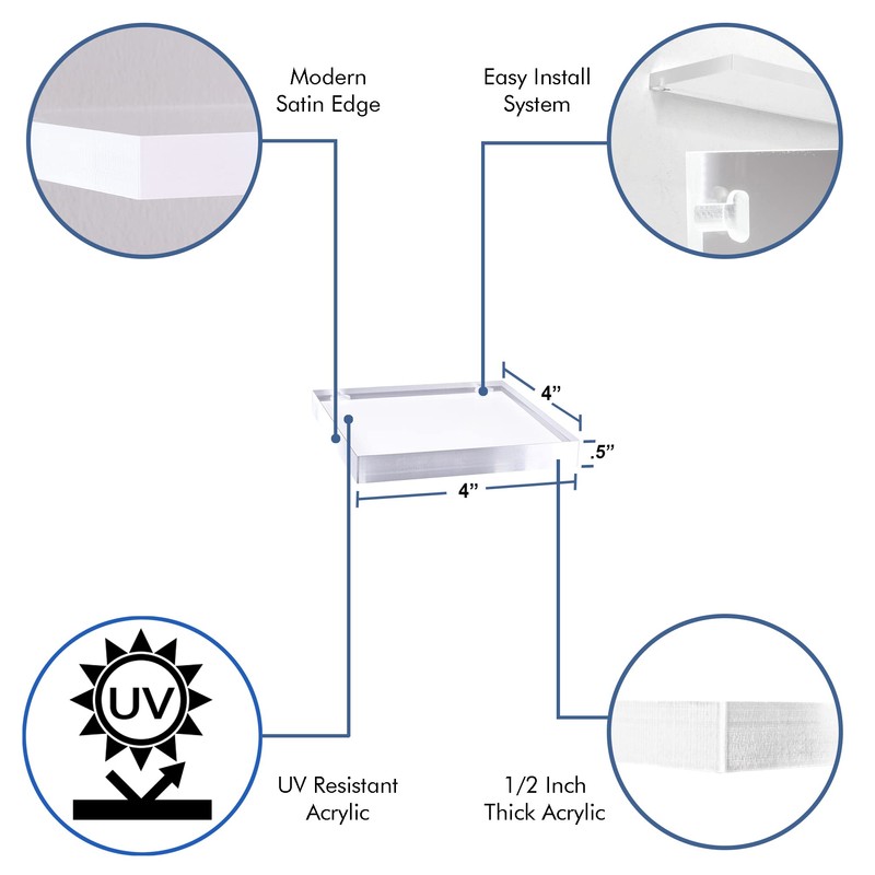 STAUBER Best Floating Shelf (4" x 4", Clear Acrylic, Classic