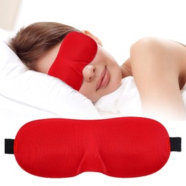 3D Contoured Eye Mask for Sleeping, Luxury Blindfold Sleep Mask with Adjustable Strap, Soft and Comfortable Night Eye Mask for Men Women, Light Blocking Eye Blinder for Travel Sleeping, Red