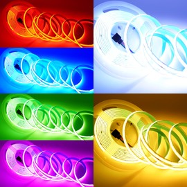 Boarda RGB COB LED Strip,Flexible LED Strip 576 LED/M Dimmable Strip Light,24V RGB COB LED Tape,5m RGB COB LED Strip for Cabinet,Kitchen DIY Lighting Project