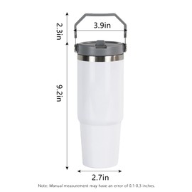 MAIKESUB 2 Pcs New Handle White32 oz Sublimation Double Wall Vacuum Insulated Cups With Lids Stainless Steel White Coffee Mugs for Vehicle Cup Holders Travel Tumbler Car Cups with Lid Mugs