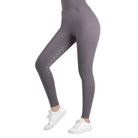 Harrison Howard Women's Full Seat Riding Tights with Side Pockets Horse Riding Pants Equestrian Breeches Grey S
