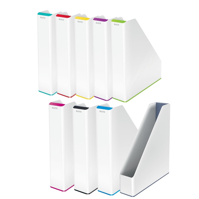Leitz Wow A4 Magazine File, Dual Colour White/Red, Vertical Storage