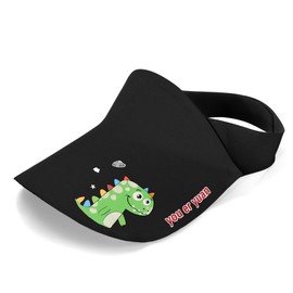 HeyCaps Kids Sun Visor Hat UV Protection Summer Cap with Cute Dinosaur Design Lightweight Breathable Outdoor Sports Hat for 1-8 Years Black