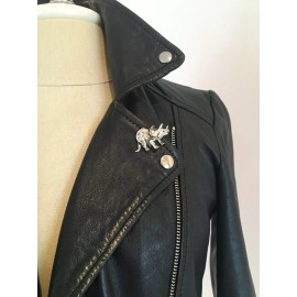 Triceratops Dinosaur Jewelry Silver-Finish Pin