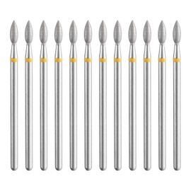 sourcing map 12pcs 325-400 Grits Diamond Grinding Bit 2.6mm Oval Head 2.35mm Shank 2.6mm Length Stone Sanding Drill Bits Rotary Tool for Ceramic Glass Nails Grinding Polishing