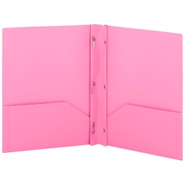 Plastic Folders with Pockets and Prongs Pink - Two Pocket Folder with Brads - 3 Prong Folders with Pockets for Letter Size Sheets, Also Available in Blue, Green, Red, Purple, and Grey, 1 Pc –by Enday
