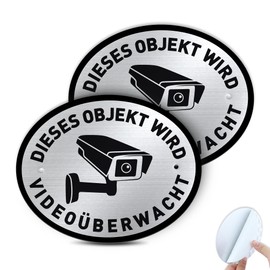 SINMAO Sign Video Surveillance Area (150 x 120 mm) Small Aluminium Warning Sign Camera Surveillance - Pay attention to surveillance