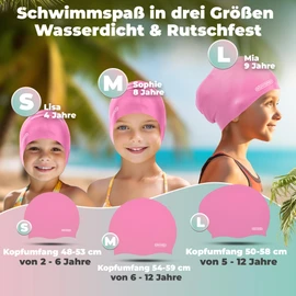 KIDVERSE Badekappe Kinder Lange Haare - Schwimmhaube Kinder mit Anti-Rutsch-Noppen - Badekappen für Schwimmer mit UV Schutz - Schwimmhaube Mädchen - Badehauben für Lange & voluminöse Haare