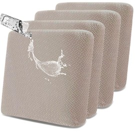 Stretch Sofa Seat Cushion Covers Non-Slip Sofa Cover Set of 4 Modern Couch Cushion Covers Magic Waterproof Chair Sofa Seat Cushion Covers Suitable for Armchair, Sofa Seat Cover (Khaki)