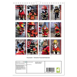 Feuerwehr - Tierischer Feuerwehrkalender (Wandkalender 2026 DIN A4 hoch), CALVENDO Monatskalender