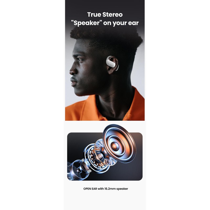 OPENEAR Lento Open-Ear Wireless Headphones, Rotatable Earhook, 24H Playtime w/Case,