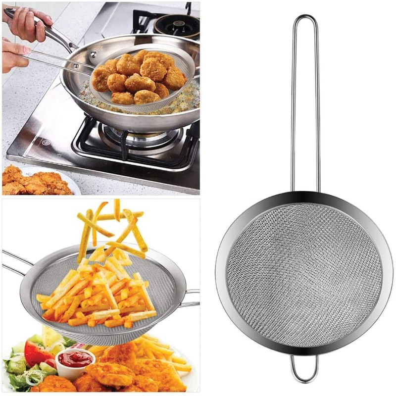 3 Fine Mesh Strainers Set with Handle for Kitchen -