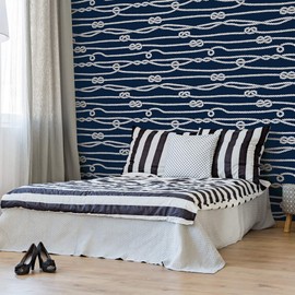 Walls By Me Peel and Stick Blue and White Line Nautical Removable Wallpaper 4121-2ft x 4ft (61x122cm)
