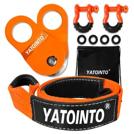 YATOINTO Off Road Recovery Kit 10 Ton Heavy Duty Snatch Block Pulley, Tree Saver Strap 3" x8' and 2pc D Ring Shackles 3/4" Recovery Winch Accessories for Car Truck SUV ATV