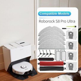 DrRobor Accessories for Roborock S8 Pro Ultra, Replacement Parts with 1 DuoRoller Brush, 1 Cleaning Brush, 4 Dust Bags, 4 Filters, 4 Wipes, 4 Side Brushes