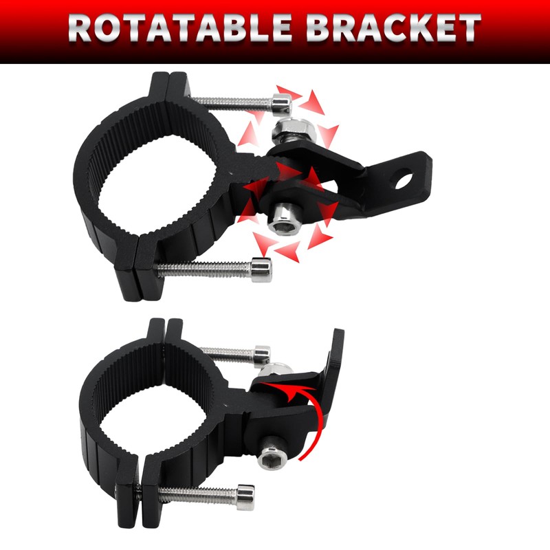 PLUSBEAM 2PCS Motorcycle Headlight Bracket, Heavy-Duty Motorbike Tube Clamp Turn