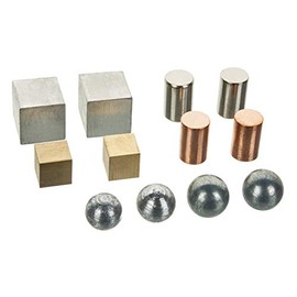 12pc Density Metals Variety Set - Brass, Iron, Aluminum, Copper, Zinc & Lead - Assorted Shapes & Sizes - for Studying & Comparing Density & Mass - Eisco Labs