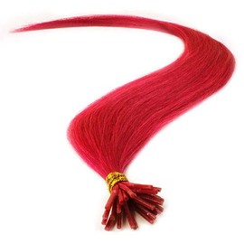 200 Strands Micro Ring Links Locks Beads Straight Keratin Stick I Tip Human Hair Extensions Fuchsia Pink (Fuxia) Color By Hair De Ville