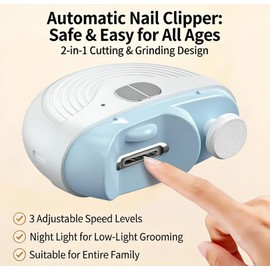 3 in 1 Electric Baby Nail Trimmer and Toenail Clipper Nail File (White) | for Babies & Seniors, Electric Nail Cutter, Fingernail & Toenail, Safe Trimm