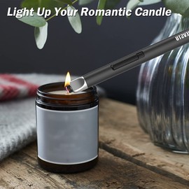 JEVSTU Electric Lighter, Candle Lighter USB Rechargeable Lighter, Arc Windproof Flameless Plasma Lighter Long Stick with Rope and Ring, Perfect for Candle BBQ Camping Kitchen Stove, Black