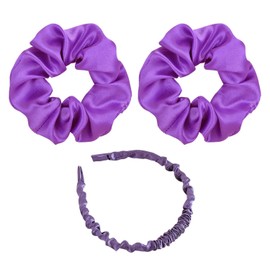 2 Girls' Hair Bands, 1 Headband, Elastic Hair Bands, Solid Color Girls' Hair Bands, Ladies Purple Accessories, Hair Straps