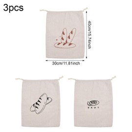 GWAWG 3er Set Brotbeutel Leinen 30x40cm – Wiederverwendbare Brottasche mit Kordelzug – Zur Brotaufbewahrung & Frischhalten – Umweltfreundlicher Stoffbeutel aus Naturleinen
