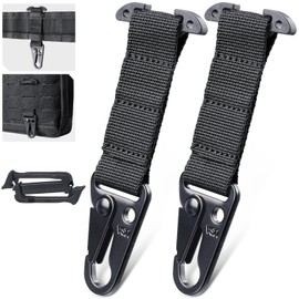 LIVANS Tactical Gear Clip Molle Belt Clip Tactical Clash Hook T- Mount Molle Webbing Battle Belt Clip Molle Bag Key Clip for Plate Carrier Duty Belt Molle Panel Backpack Accessories, Include Z-Buckle