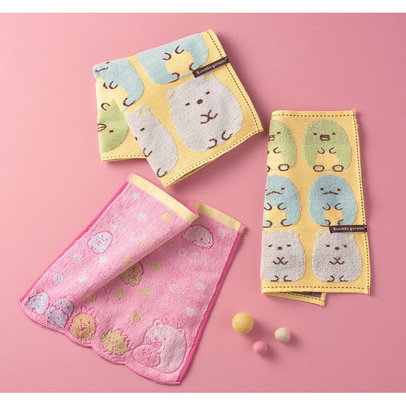 Marushin 6575017200 Mini Towel, Sumikko Gurashi Colorful Polka Dots, 100%