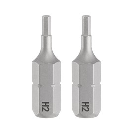 sourcing map 2pcs H2.0 Hex Screwdriver Bit 1/4" Hex Shank 25mm/1" Length Magnetic Hexagon Head Hex Bits S2 Steel Screw Driver Bit