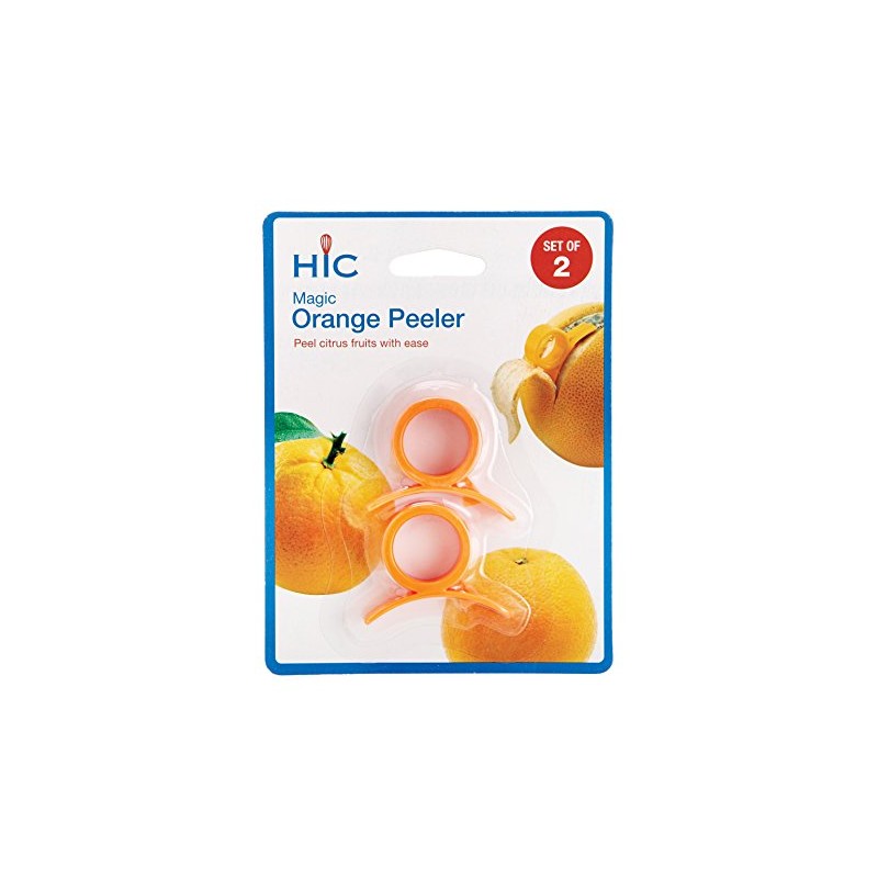 HIC Kitchen Magic Orange Citrus Grapefruit Peelers, Plastic Safety Blade,
