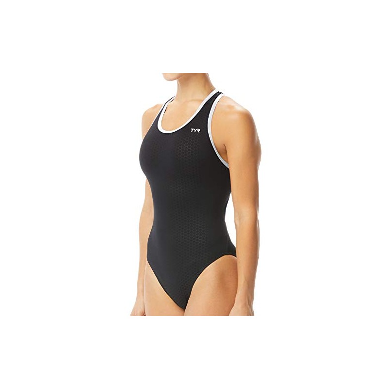 TYR womens Hexa Maxfit Swimsuit, Blk/Wht, 30 US
