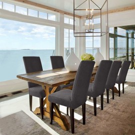 BalladHome Chair Covers, Set of 4 Chair Covers, Stretch Chair Cover, Elastic Spandex Chair Covers, Universal, Removable, Washable for Hotel, Party, Banquet (Carbon Grey, Pack of 4)-M