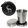Knight 2oz Collapsible Drinking Cup with Leather Stag Case