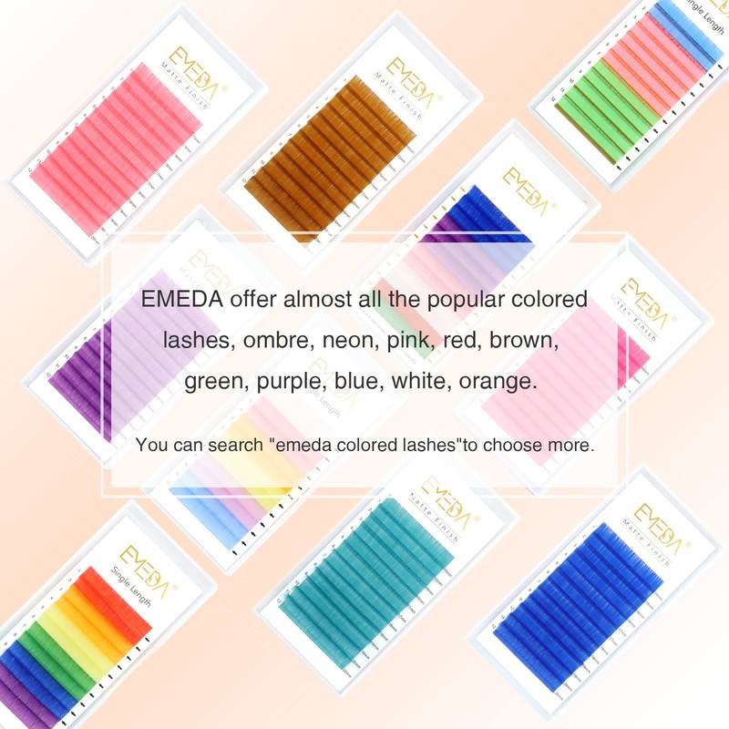 EMEDA White Eyelash Extension Flat Eyelashes Colourful White Light Eyelash