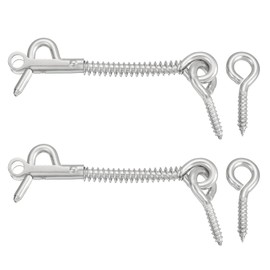 uxcell 2Pcs 3" Cabin Hook Eye Latch, 304 Stainless Steel Spring Hook and Eye Safety Latch Wire Gate Hook and Eye Latch for Wood Window Door Hook
