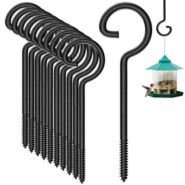 shikaman Screw Hooks,Screw in Hooks for Bird Feeder Hanger, Outdoor String Lights Hooks 9inch 10pcs