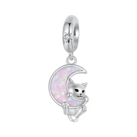 NINGAN 925 Sterling Silver Pendant for Mothers and Babies Elephant Swan Kitten Koala Bear Kangaroo Animal Series Bracelet Charm Beads Birthday Gifts for Mum, Friends and Family, Cubic Zirconia, Cubic