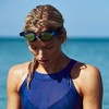 TYR Unisex Adult Vesi Low Profile Swimming Goggles - Smoke/Blue/Blue,