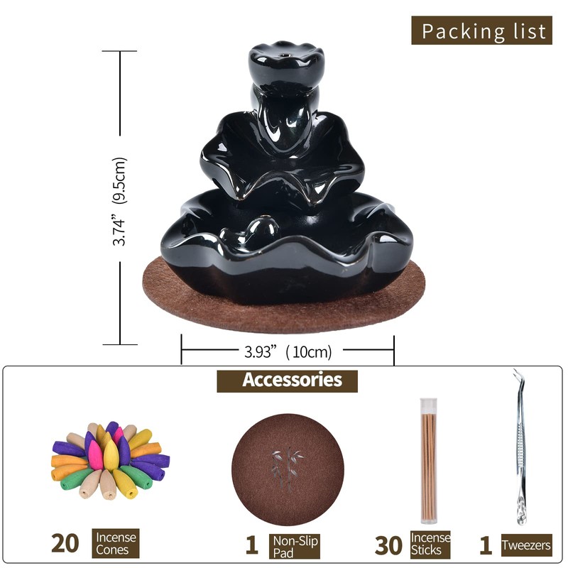 Backflow Incense Burner Incense Holder with 20 Pieces Backflow Incense